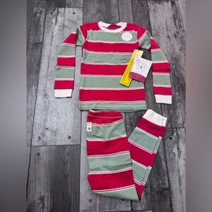 Burt’s Bees Unisex Striped Christmas Pajamas Holiday Red Green 2 Piece 4 NEW NWT